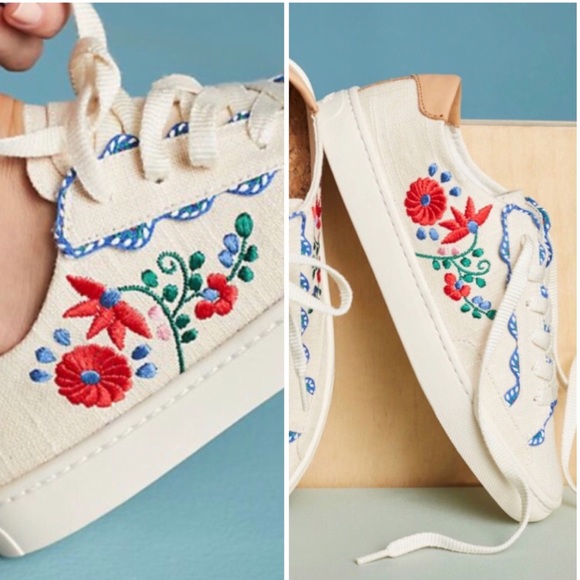 Anthropologie Soludos Ibiza Embroidered 